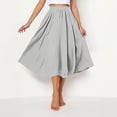 thumbnail image 4 of Women's Casual Summer Linen Midi Skirts High Waist Flowy A-Line Lightweight Skirt Solid Color Loose Casual Beach Vacation Wear Gray One Size, 4 of 8