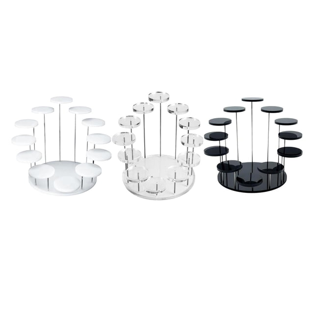 GUOOL 3-Tier Clear Acrylic Half Moon Tabletop Retail Display Riser with Metal Legs , as described2, as described