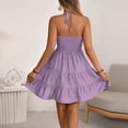 thumbnail image 4 of CIENVNSTG Women's Summer Mini Dress Halter Backless Sleeveless A Line Ruffle Hem Flowy Cami Dresses Sundress Party Club Cocktail Dresses Purple 2XL, 4 of 5