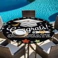 thumbnail image 6 of Black Graduation Round Tablecloth, Fitted Table Cover with Elastic for 36"-44" Round Tables, Colorful Star Table Cloth Outdoor Indoor Dinning Party Waterproof Tablecloths, 6 of 7