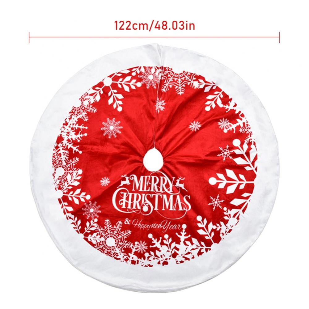 48 Inches Christmas Tree Skirt Red Xmas Tree Mat for Hoilday Party Home