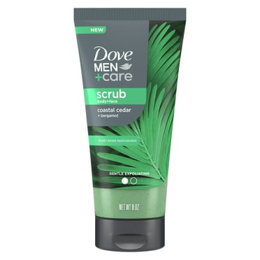 Dove Men Care Exfoliating Body & Face Scrub for Men Coastal Cedar, 9 oz