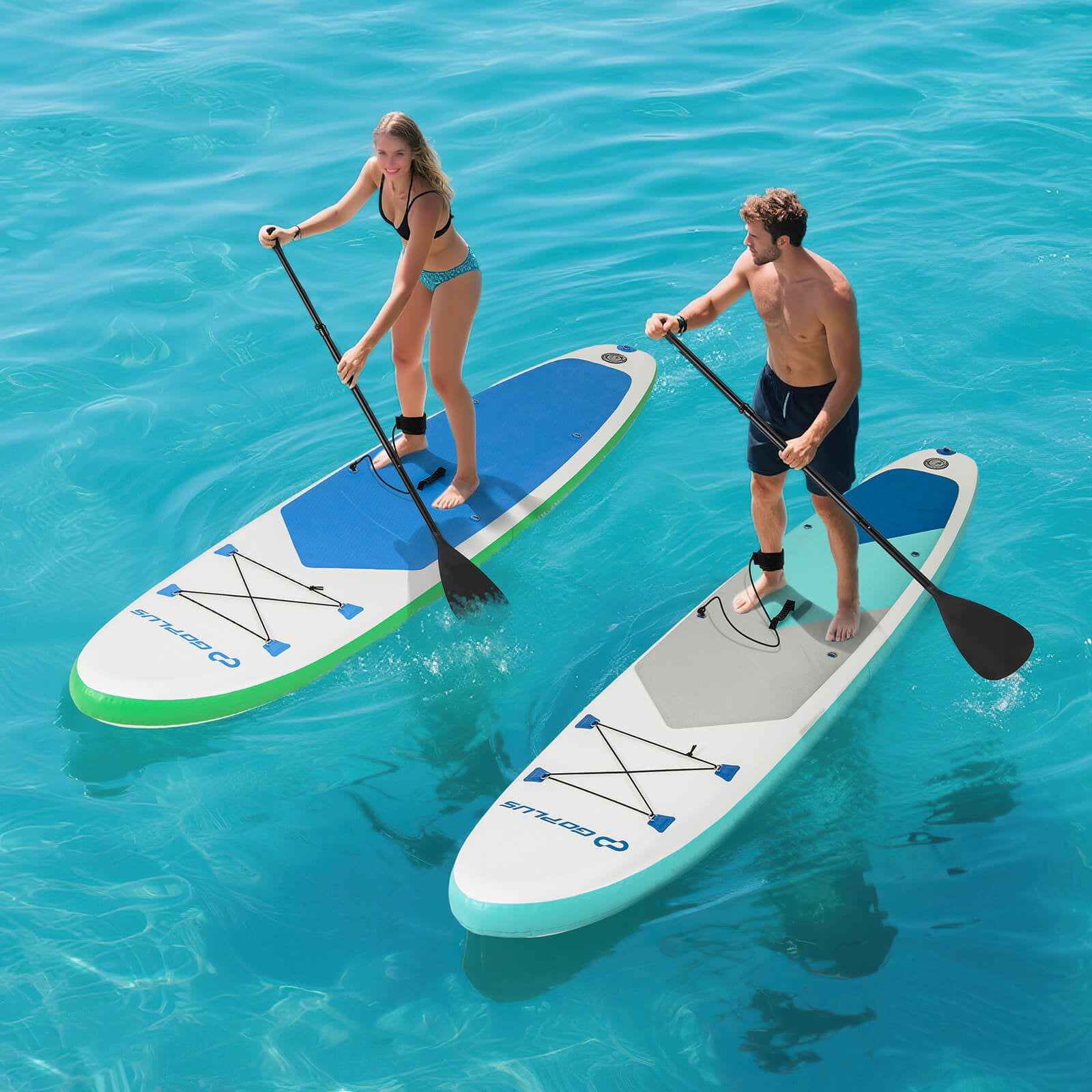 Goplus 11' Inflatable Stand Up Paddle Board whth Accessories Paddle Hand Pump Repair Kit, Gray