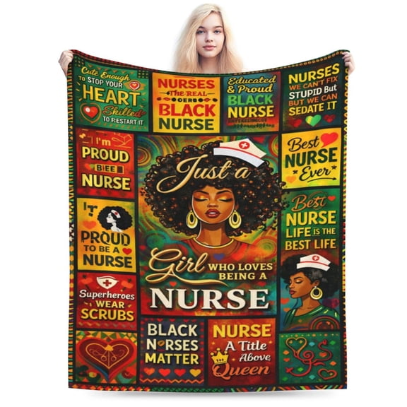 Black Nurse Blanket Proud Nurse Appreciation Blanket Gift for Nurses Week Black History Month Nurse Gift Cozy Blanket for Women Nurses 50x40