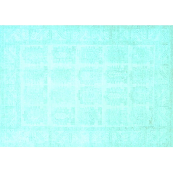 Ahgly Company Indoor Rectangle Persian Light Blue Traditional Area Rugs, 6' x 9'