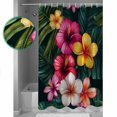 thumbnail image 4 of Red Yellow Althea Shower Curtain, 48" x 72", Watercolor Flowers Tropical Plants Waterproof Bathroom Curtain Washable Shower Curtain Set with 12 Hooks, 4 of 6