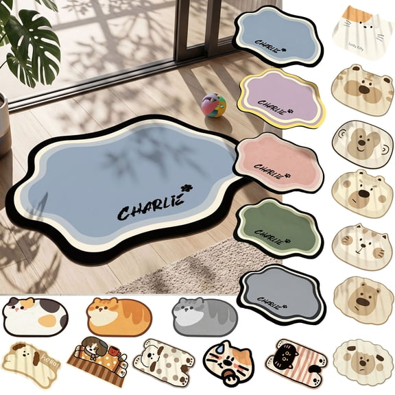 Pet Mats for Food and Water Pet Feeding Mat Fast-Drying Absorbent Non-Slip Cats Dog Bowl Mat Pet Food Water Absorbent Pet Mat