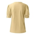 thumbnail image 6 of YOTMKGDO Puff Sleeve Tops for Women, Eyelet Tops for Women, Women'S Summer Blouses Fashion O Neck Elegant Office Shirt Casual Short Sleeve, Short Sleeve Shirts for Women, Yellow, XXL, 6 of 8