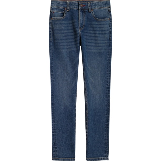 Vaqueros Tommy Hilfiger para niños con 5 bolsillos, elásticos, delgados, de ley esterlina, 12