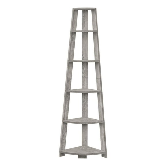 Monarch Specialties Bookshelf, Etagere, Corner, 5 Tier, 72"H, Office, Bedroom, Grey Laminate