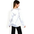 thumbnail image 5 of Women's Satin Long Sleeve V-Neck Blouse with Cuffed Sleeves - X Large, White, 5 of 7