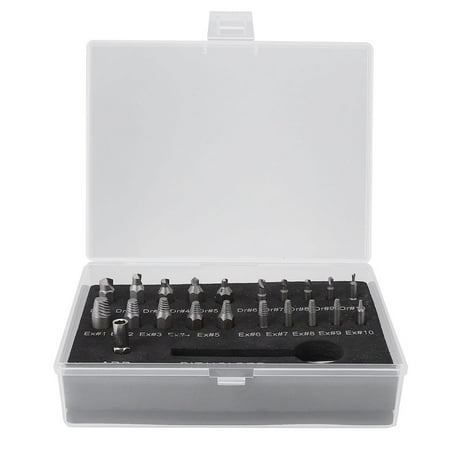 

22Pcs Stripped Screw Extractor Drill Bit Set Damaged Broken Screw Removal Tool Kit