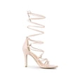 thumbnail image 3 of BLISSFUL STEP Women Strappy Straps Lace Up Stiletto Heel Sandals Beige 9, 3 of 8