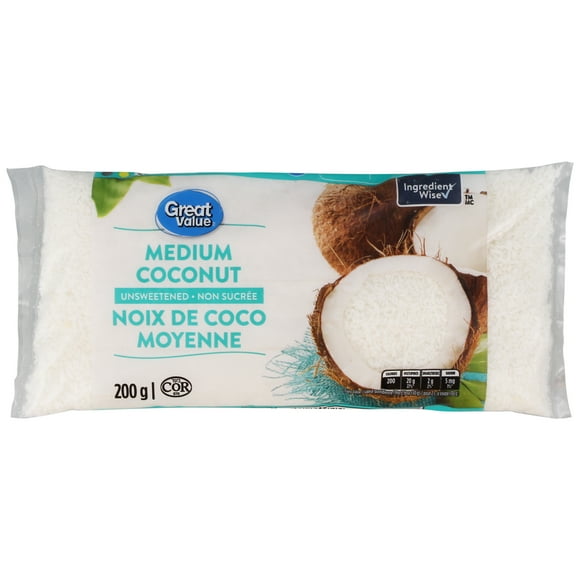 Noix de coco moyenne non sucrée Great Value 200&nbsp;g