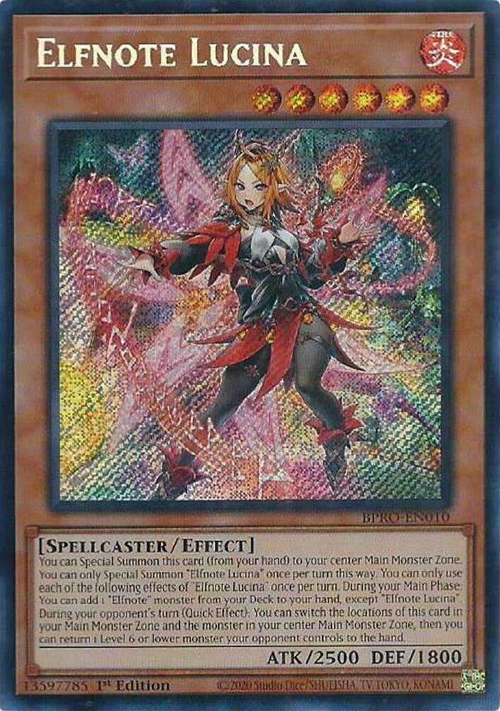 YuGiOh Burst Protocol Secret Rare Elfnote Lucina BPRO-EN010