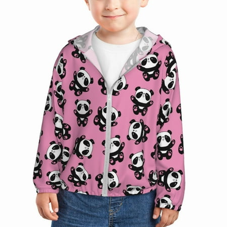 

Gaeub Cute Panda Print Athletic Sun Protection Hoodie for Kids Long Sleeve Outdoor UV Shirt Running Fishing Top for Boys Girls-18 Months