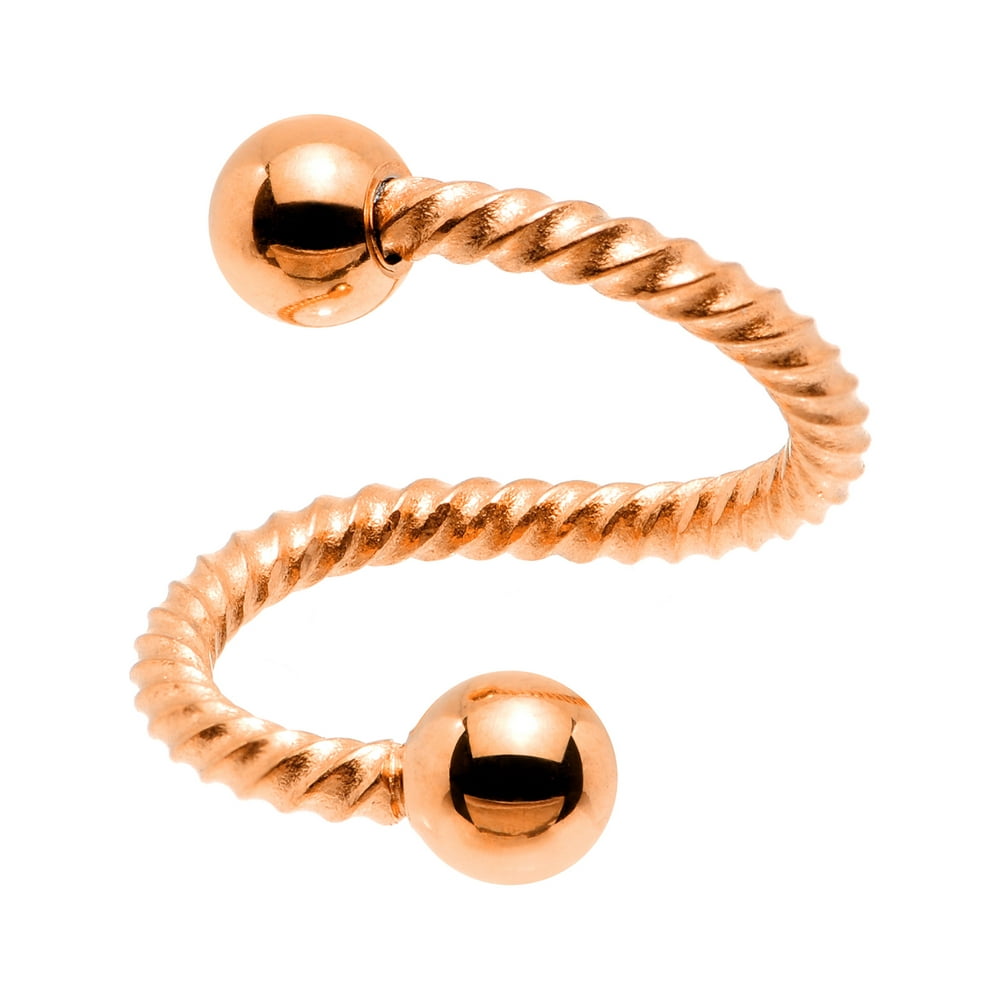 Body Candy Body Candy Unisex 14G PVD Steel Twisted Rosy Spiral