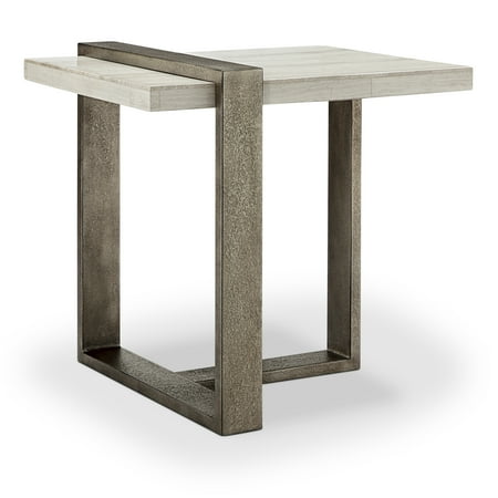 Wiltshire Modern Sea Shell Marble Veneer and Metal End Table