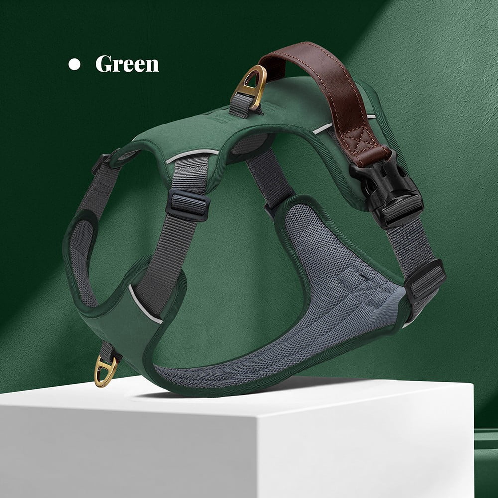 Pet Artist No Pull PU Leather Dog Harness, Adjustable Pet Vest with Handle, Quick Fit Easy Control Soft Padded Vest for Small Medium Large Dogs