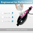 thumbnail image 5 of CONCETTA 10-in-1 Steam Mop 1550W, Detachable Handheld Cleaner with 16FT Cord, 2 Washable Pads, Multi-Purpose for Hardwood, Carpet, Tile, Grout, Windows, Black Pink, 5 of 7