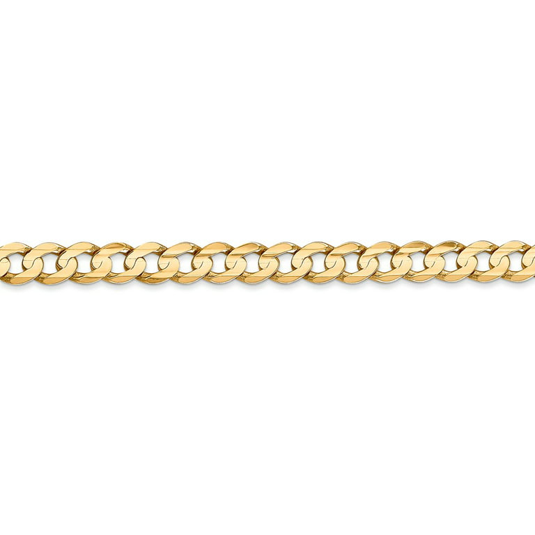 Solid Gold Necklace, 14K Yg, Flat Cuban Chain 24 5.25mm