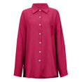 thumbnail image 4 of ZJXFGS Womens Button Down Shirts Linen Cotton Gauze Tops Loose Fit Boyfriend Shirts for Women Fall Button Down Shirts Hot Pink XL, 4 of 5