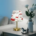 thumbnail image 6 of Modern Minimalist Cone Desk Lamp Antique Bronze Base & Linen Shade Bedside Table Lamp for Bedroom Living Room, Office, Dorm Red Mushrooms Pattern Medium, 6 of 7