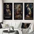 thumbnail image 1 of Designart "Glamorous Gold Cat Retro Blue" Animals Cat Framed Wall Art Set Of 3 - Blue Cat Frame Canvas Set For Living Room Decor, 1 of 6