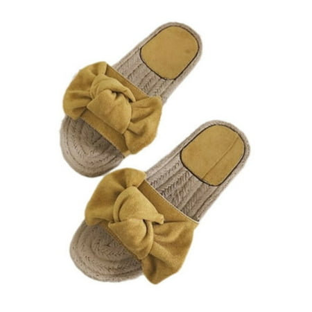 

Women Butterfly-Knot Slippers Breathable Lightweight Flat Open Sandals for Summer 35