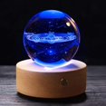 thumbnail image 1 of 3D Solar System Crystal Ball with Wood Base, Engraved Universe Planet Sphere, Kid Education Decorative Glass Ball, Decor Creative Gift (3.15inch), 1 of 7