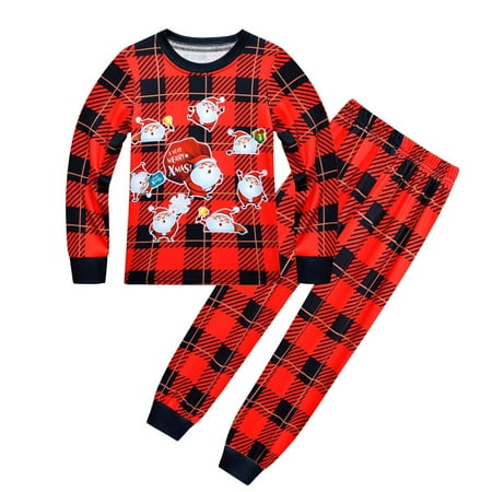 

TOOYOU Boys Outfits Sets Kids Christmas Pajamas Santa Claus Print Pattern Checkered Top And Pants Long Sleeve Matching Holiday Jammies Fall Winter Clothes Red 3-4 Years