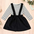 thumbnail image 5 of Happpy Town Baby Girls Outfit Suit 18M-4T Fall Winter Long Sleeve Stripe Top And Strap Dress Toddler Set, 5 of 7