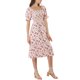 thumbnail image 5 of Vestido Midi de Mujer INSPIRE CHIC con Cuello Cuadrado, Mangas Cortas Abullonadas, Floral, Primavera Verano, Beige, 2XL, 5 of 6