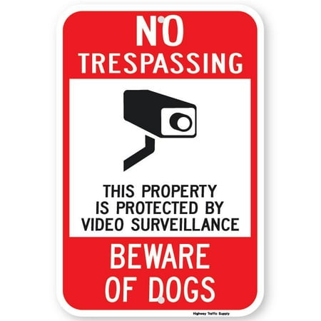 Highway Construction Signs - NO TRESPASSING BEWARE OF DOG Sign 12