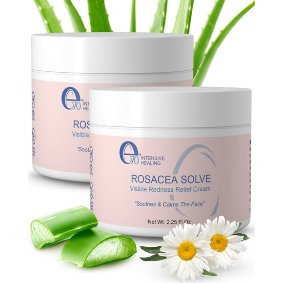 e70 Rosacea Solve Face Moisturizer - Redness Corrector for Face Rosacea Cream with Aloe Vera & Hyaluronic Acid - Day-Night Cream for Women & Men, 2.25 fl. oz., 2-pack