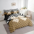 thumbnail image 3 of Homewish Cartoon Ribbon Bedding Comforter Set 7 Pieces for Adults Female Men Women,Black Brown Full Bedding Set Lightweight,Cute Polka Dots Fitted Sheet Flat Sheet,Breathable Home Decor, 3 of 8