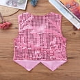 thumbnail image 7 of Sholeno Boys Girls Glitter Sequine Hip-hop Jazz Dance Vest Waistcoat Party Stage Performance Costume Pink 7-8, 7 of 7
