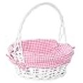 thumbnail image 3 of Panier-cadeau Rond en Osier Blanc, avec Doublure en Vichy Rose et Poignée - Petit, 3 of 4