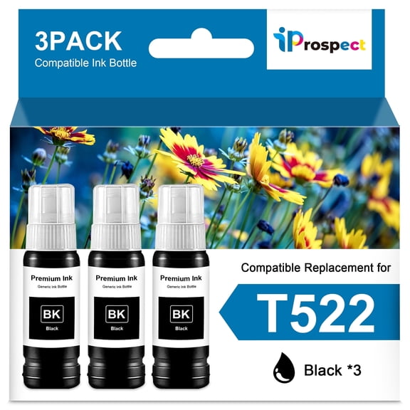 T522 Refill Ink Bottle Black Replacement for  T522 Ink Compatible for ET-2803 ET-2800 ET-2720 ET-4800 Printer