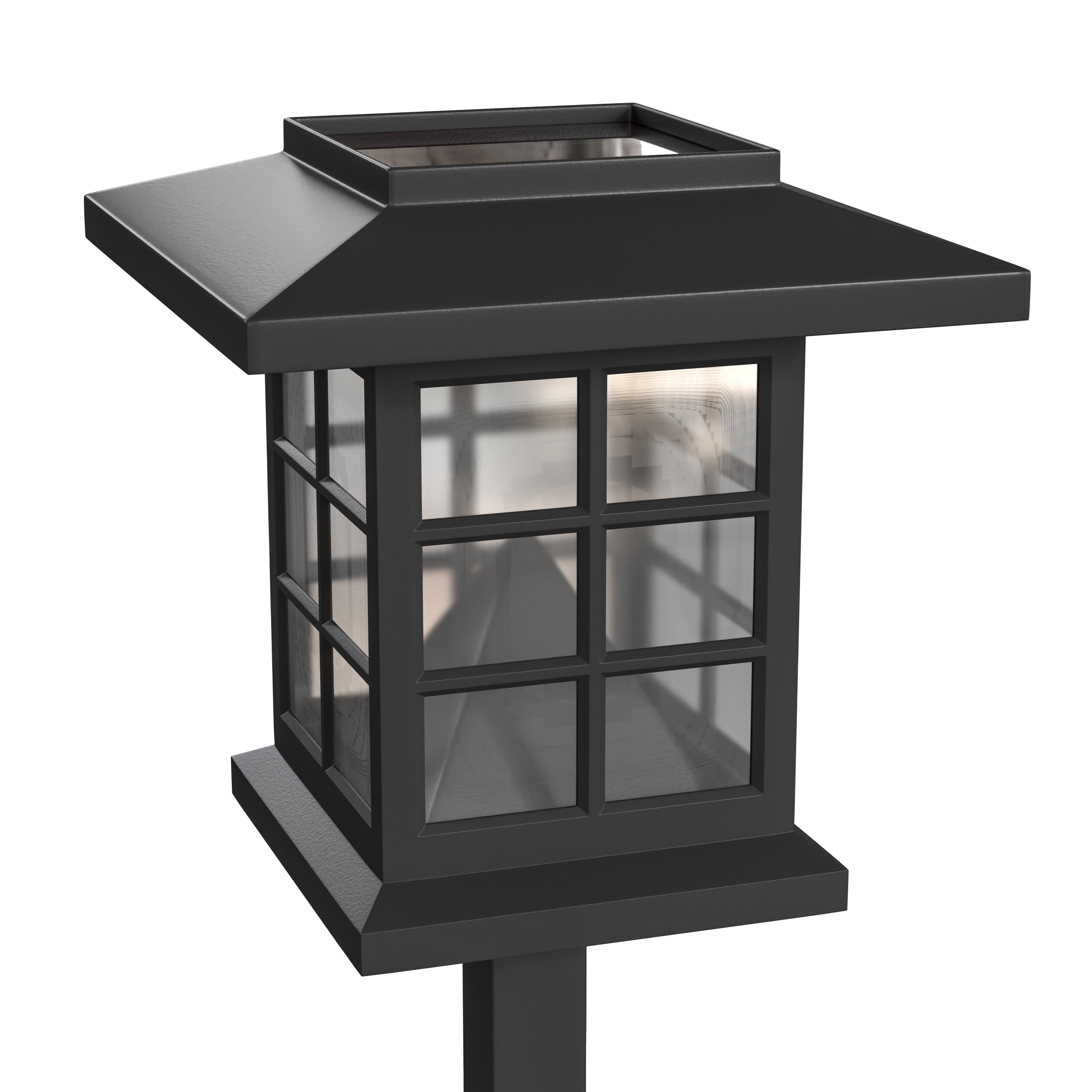 BizChair 8 Pack Black Lantern Style LED Solar Lights Weather Resistant Outdoor Solar Powered Lights for Pathway, Garden, & Yard