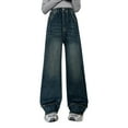 thumbnail image 3 of EnJoCho Girls Wide Leg Baggy Jeans High Elastic Waisted Vintag𝖾 Distressed Denim Pants 𝖸𝟤𝖪 𝖡oyfriend Streetwear Loose Fit Trousers, 3 of 9