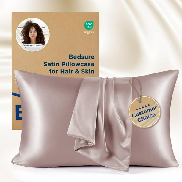 Juego de fundas de almohada Bedsure, tamaño king, satén, rosa empolvado, 2 unidades