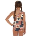 thumbnail image 2 of POLERO Girls' Vintage American Flag & Bald Eagle One-Piece Swimsuit with Mesh Cover Skirt - 4th of July Beach Swimwear for Teens 7-18 Years, 2 of 10