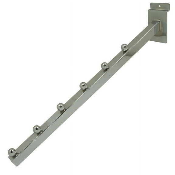 Econoco - SW/6B - 16" 6-Ball Square Chrome Tubing Waterfall Faceout for Slatwall - Sold in Pack of 24