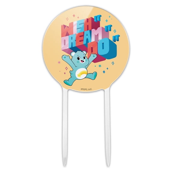 Acrylic Care Bears: Unlock the Magic Wish It Cake Topper Party Decoration for Wedding Anniversary Birthday Graduation