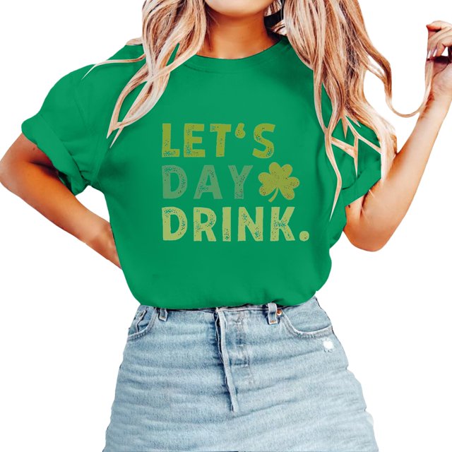 Pxiakgy Vente Chaude T-Shirt Trèfle de la Saint-Patrick pour Femmes Chanceux Irlandais Manches Courtes T-Shirt Graphique Trèfle Mode Décontracté Col Rond T-Shirt Imprimé Élégant Ample Doux Blouse