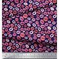 thumbnail image 3 of Soimoi Blue Georgette Viscose Fabric Lips Women Print Fabric by the Yard 42 Inch Wide, 3 of 3
