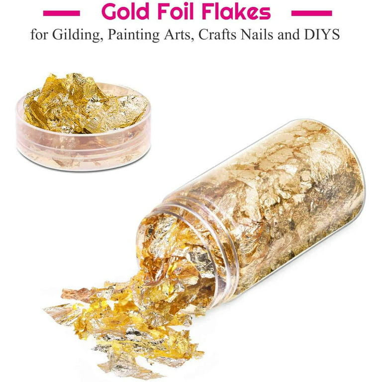 30G Metallic Foil Flakes, LEOBRO Gold Flakes for Resin, Gold Foil for  Nails, Nai