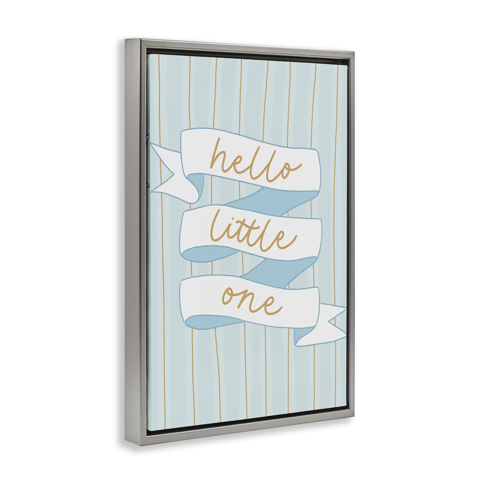 Stupell Industries Blue Hello Little One Gray Framed Floater Canvas Wall Art, design by Amanda Houston