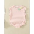 thumbnail image 2 of Bagilaanoe Newborn Baby Girl Knit Rompers Flowers Sleeveless Bodysuits Infant Casual One Piece Short Jumpsuit, 2 of 9